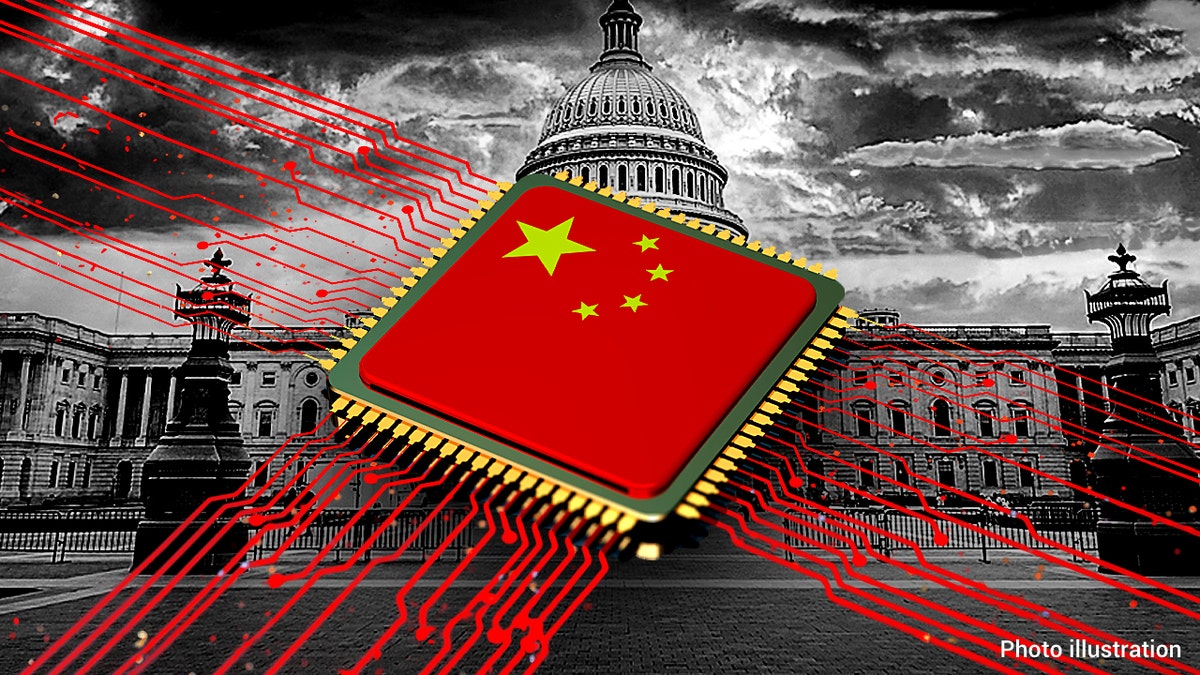 CPU with Chinese flag concept stock 