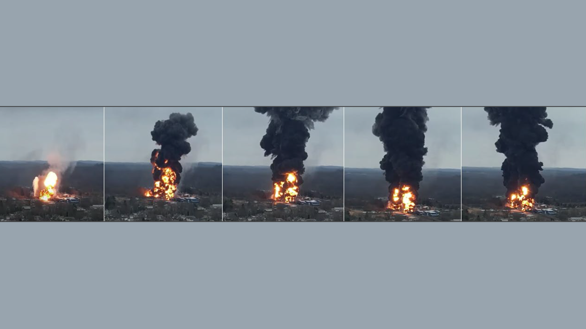 Drone photography of the control burn of chemicals at 1637 EST on Feb. 6, 2023.