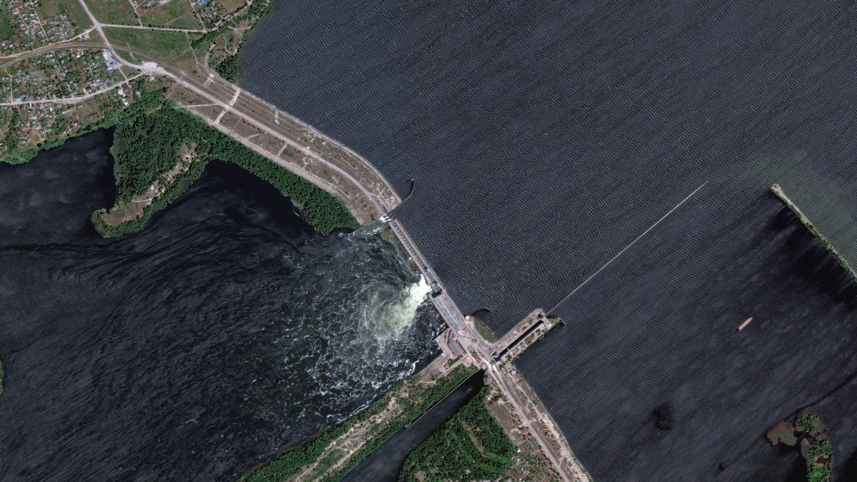 Damaged Kakhovka dam in southern Ukraine