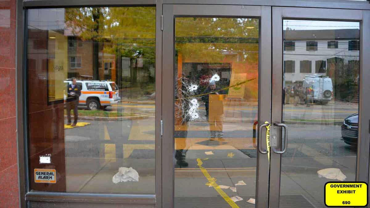 Damaged doors at synagogue