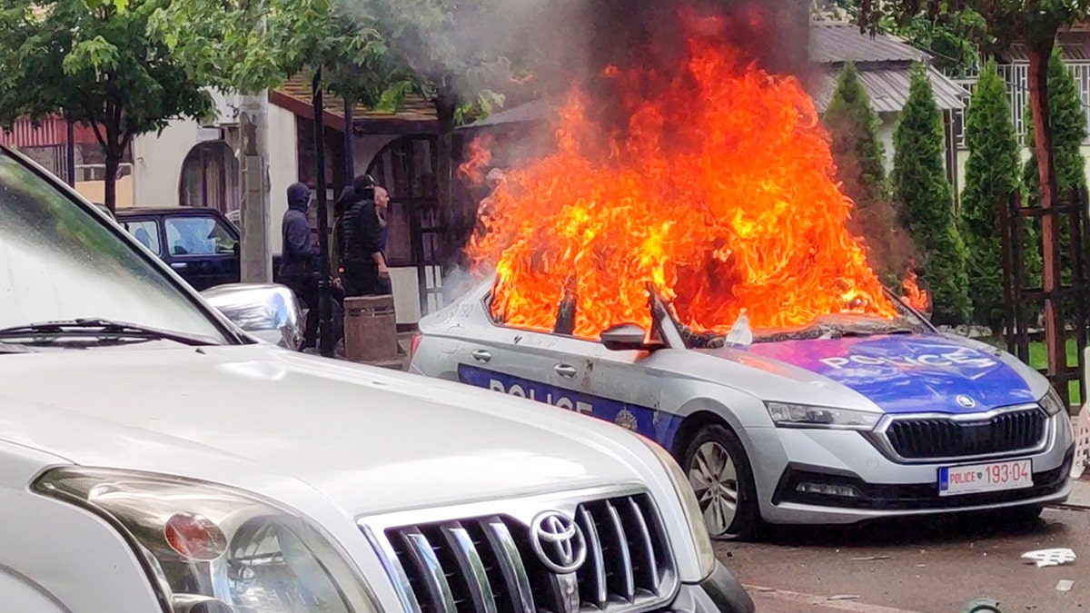 Police car on fire