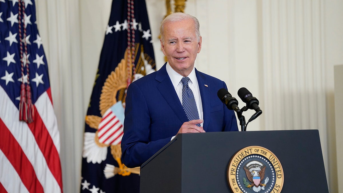 Biden speaks during internet event