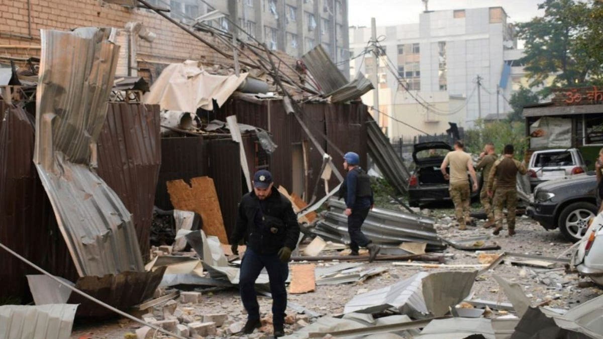 Debris from an attack in Ukraine