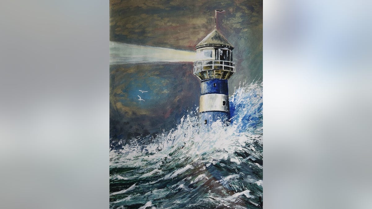 Laura was a talented artist. This was the last painting she completed before she was killed. It depicts a lighthouse. She frequently spoke to me about the battle between light vs dark and good vs evil. She worked tirelessly on the beam of light as she wanted it to be perfect. 