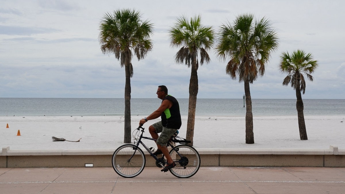 Man riding a bicycle in Clearwater Beach