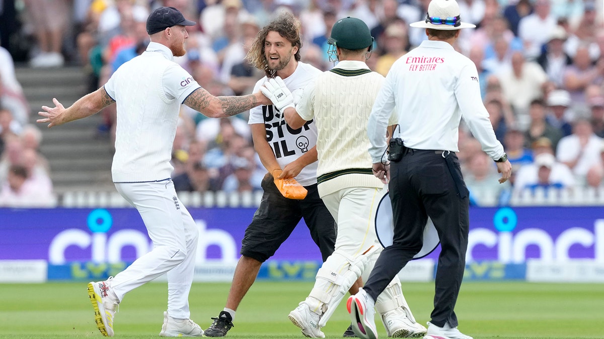 Ben Stokes stopped protester