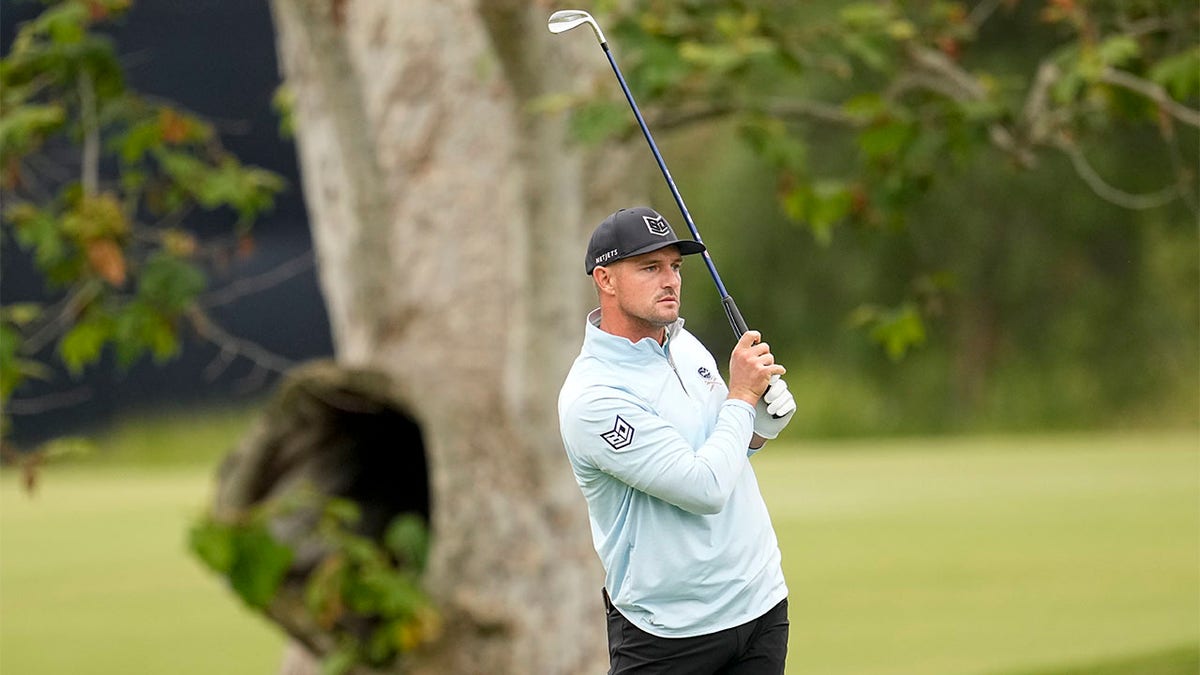 Bryson DeChambeau watches shot 