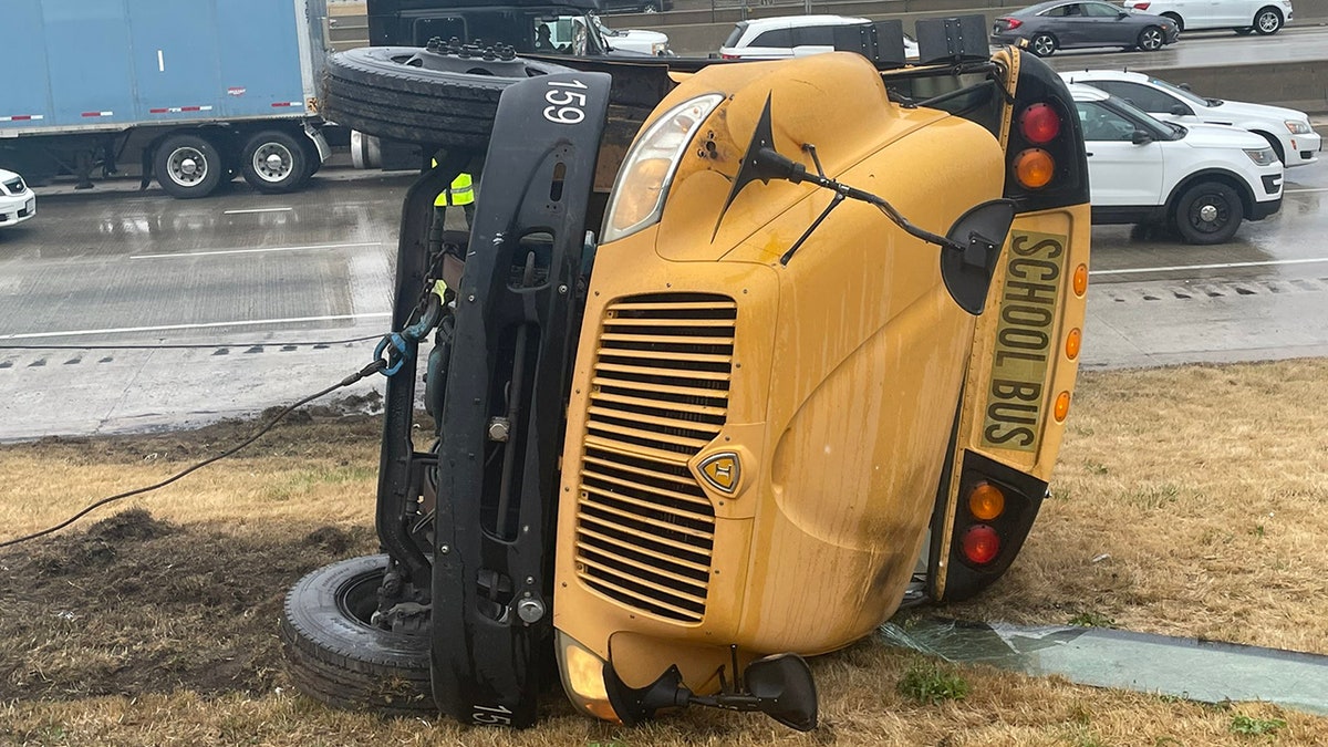 overturned school bus