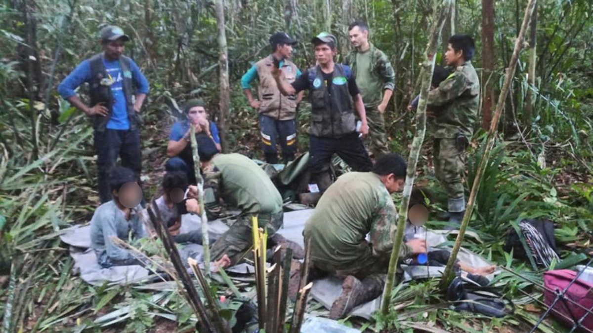 Colombian soldiers and indigenous men help four children missing in plane crash in jungle