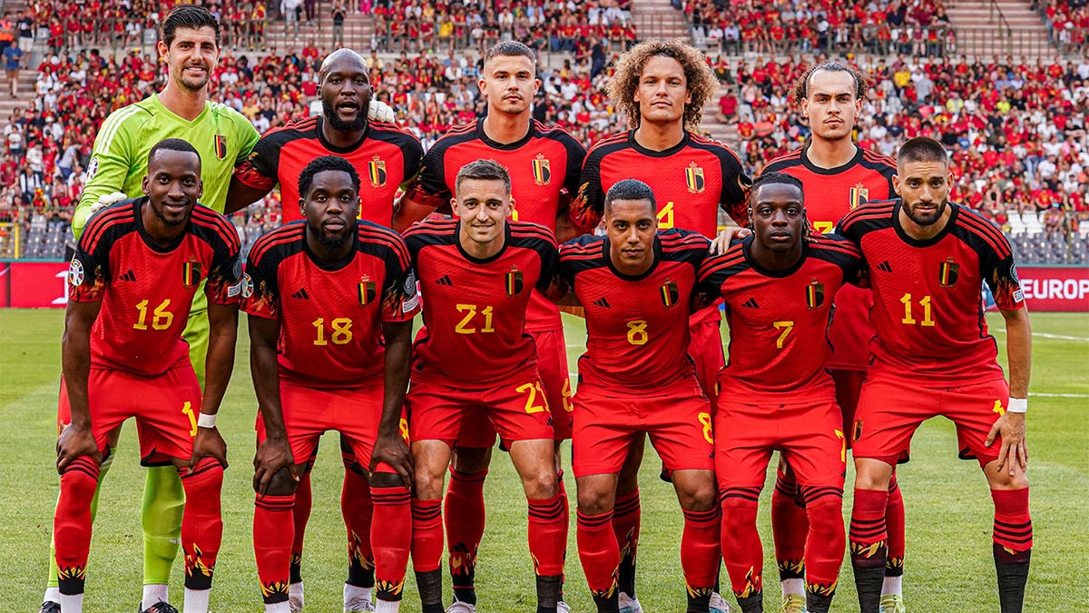 Thibaut Courtois with the Belgium starters