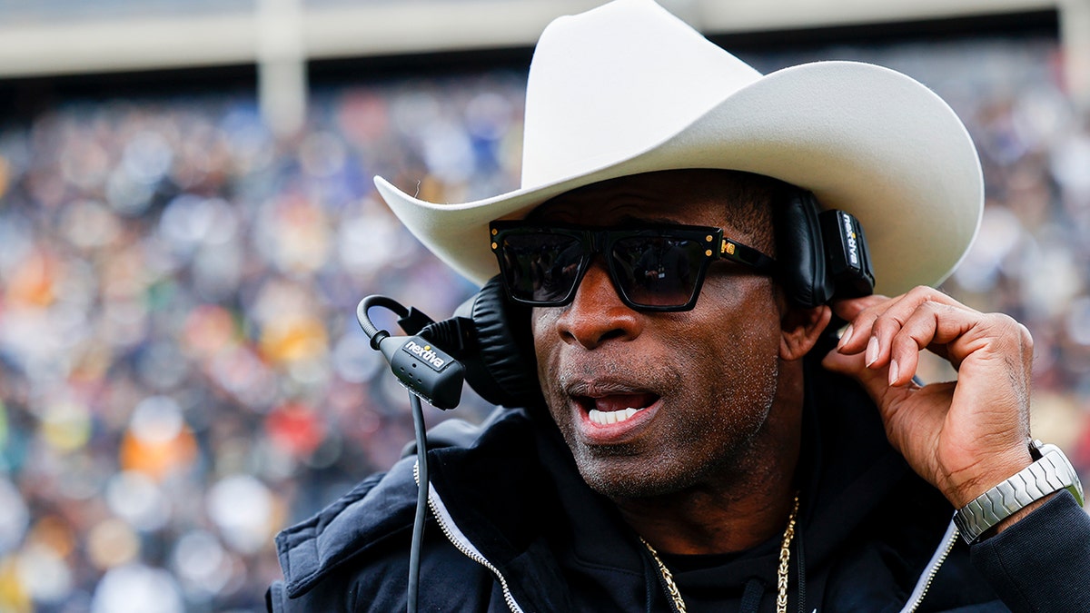 Deion Sanders at the spring game