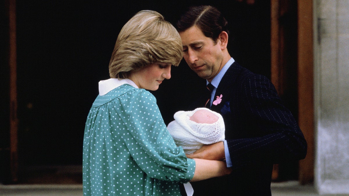 Diana with William outside hospital