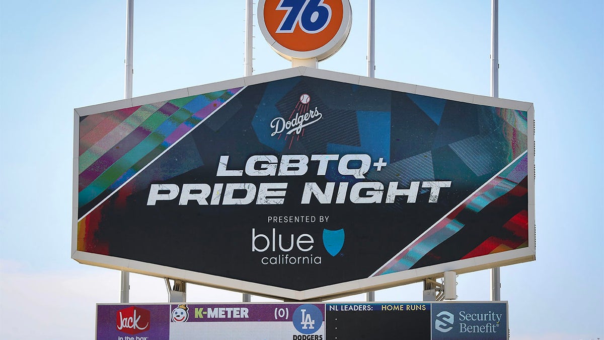 Pride Night signage at Dodger Stadium