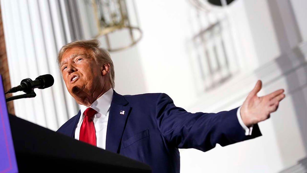 Donald Trump speaks at Trump National Golf Club in Bedminster, N.J.