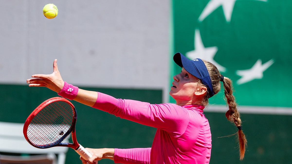 Elena Rybakina during a match at Roland Garros