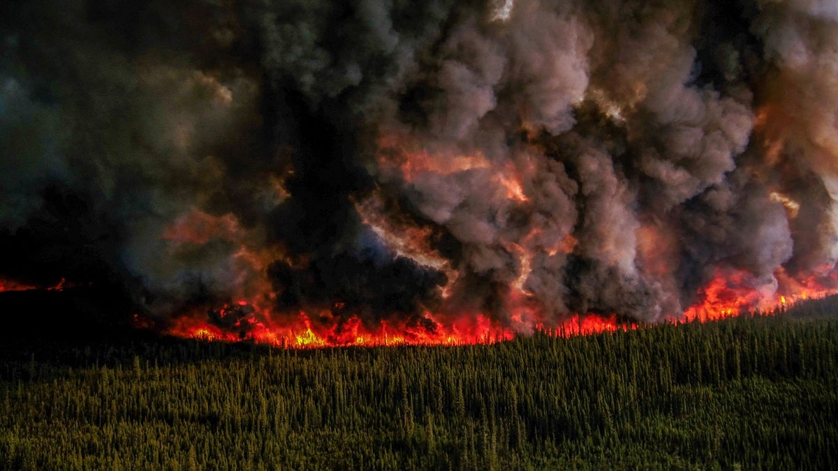 British Columbia wildfire aerial view