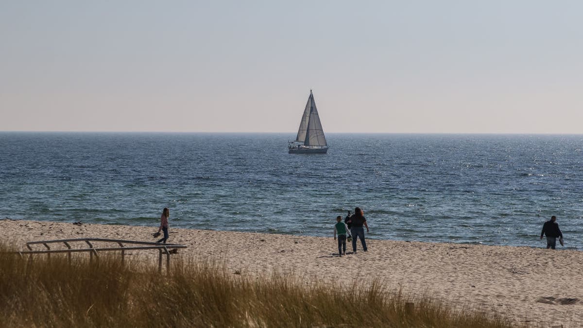 Sandy beach in Polish city of Hel