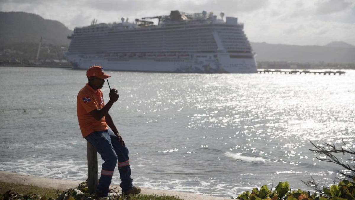 cruise ship off coast in Dominican Republic