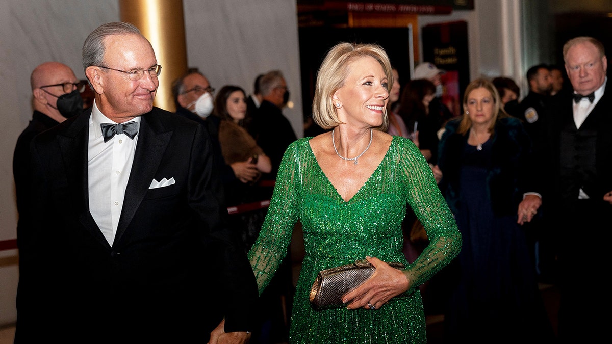 Former Secretary of Education Betsy DeVos arrives for the 45th Kennedy Center Honors at the John F. Kennedy Center for the Performing Arts in Washington, D.C., on Dec. 4, 2022.