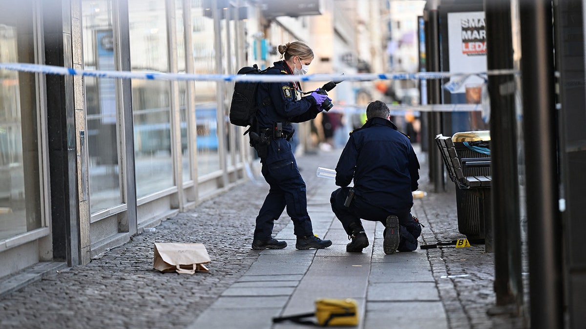 Swedish police officers on scene after stabbing incident