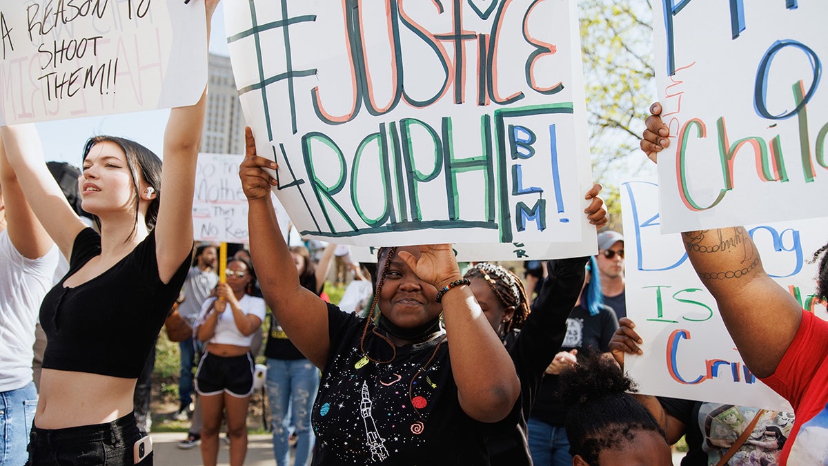 BLM sign at Ralph Yarl protest