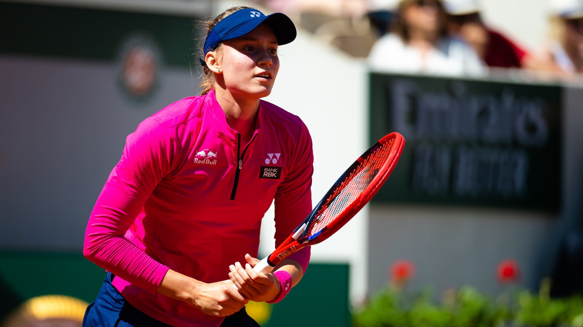 Elena Rybakina plays during the French Open