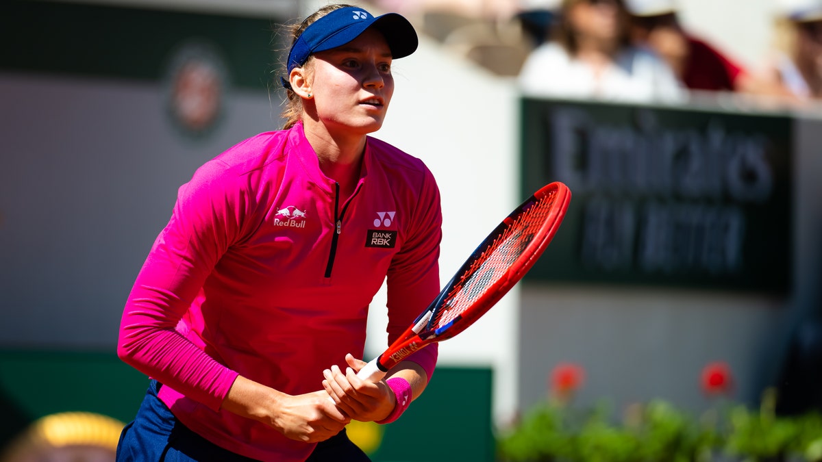 Elena Rybakina plays during the French Open