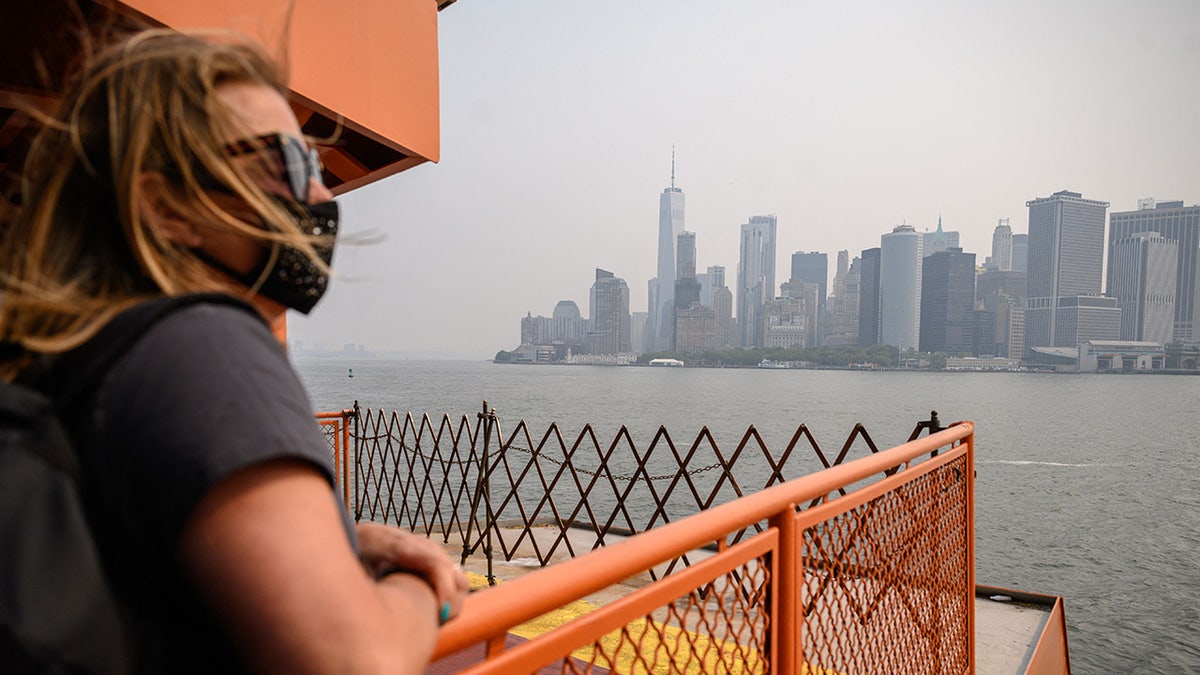 NYC commuter with mask