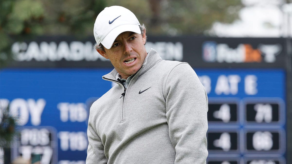 Rory McIlroy watches a putt