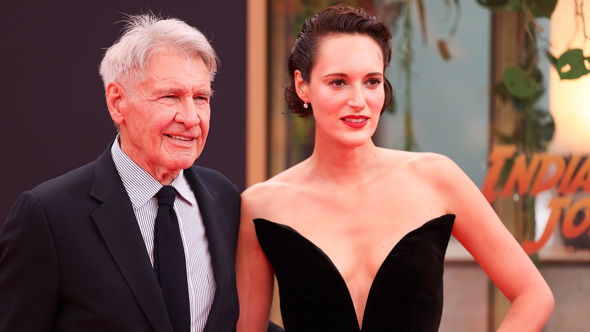 Harrison Ford and Phoebe Waller-Bridge at the premiere of Dial of Destiny in Berlin