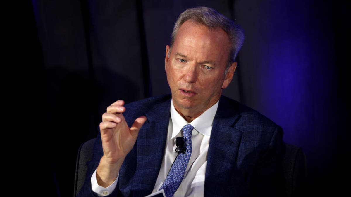 Eric Schmidt, then chairman of the National Security Commission on Artificial Intelligence (NSCAI), speaks at the NSCAI Global Emerging Technology Summit on July 13, 2021 in Washington, D.C.