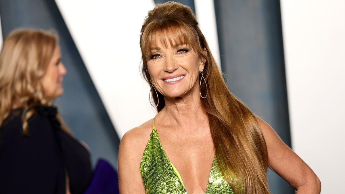 Jane Seymour in green sequin dress at the Vanity Fair Oscar party.