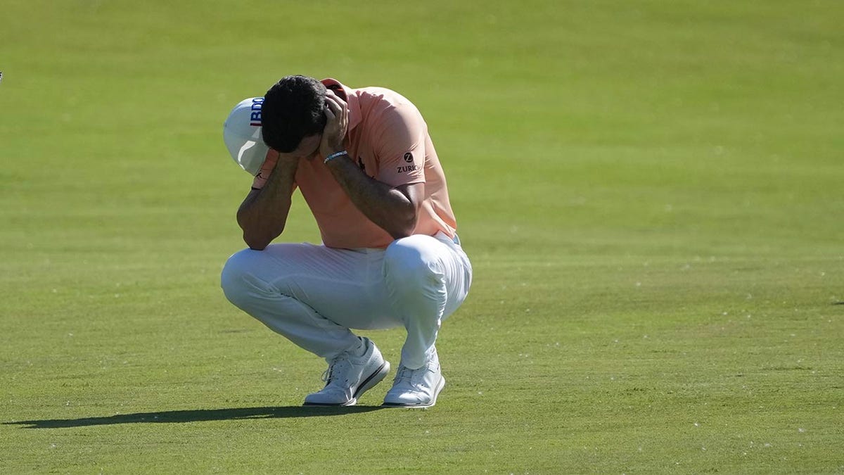 Billy Horschel reacts to a shot on the the 17th hole