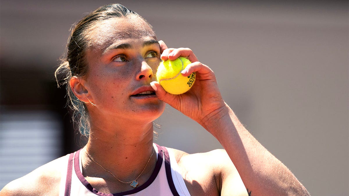 Aryna Sabalenka plays at the French Open