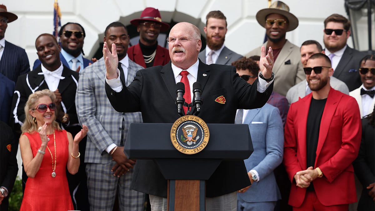 Andy Reid speaks at the White House