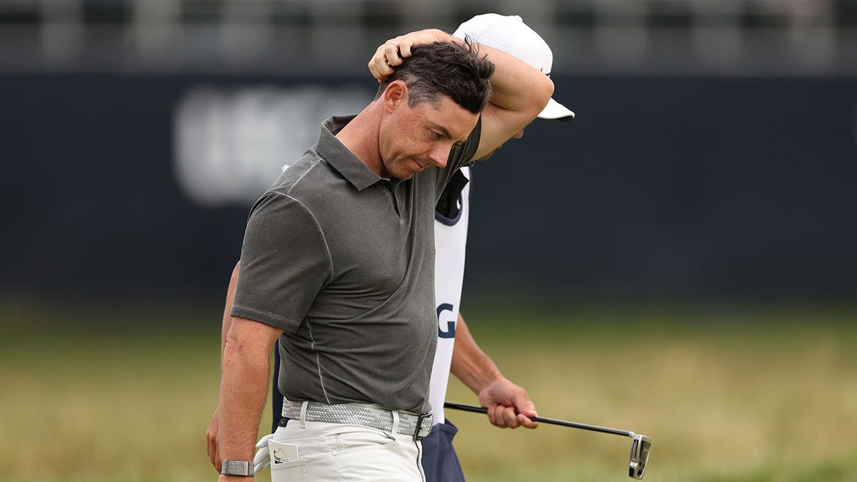 Rory McIlroy on the 18th hole at the US open