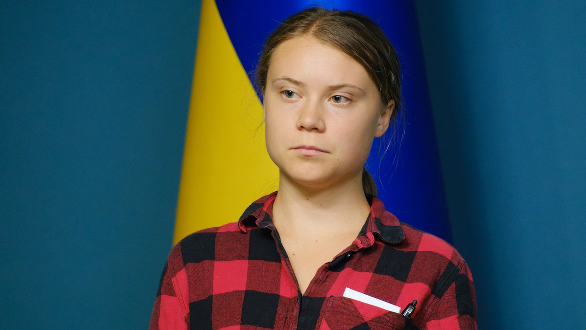 Greta Thunberg at a press conference