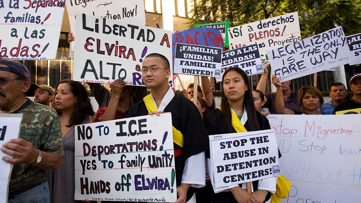 Immigration protesters in Los Angeles