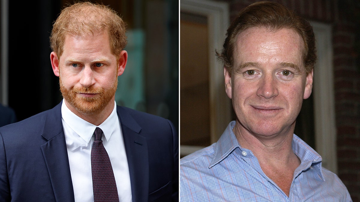 A side-by-sde photo of Prince Harry and James Hewitt