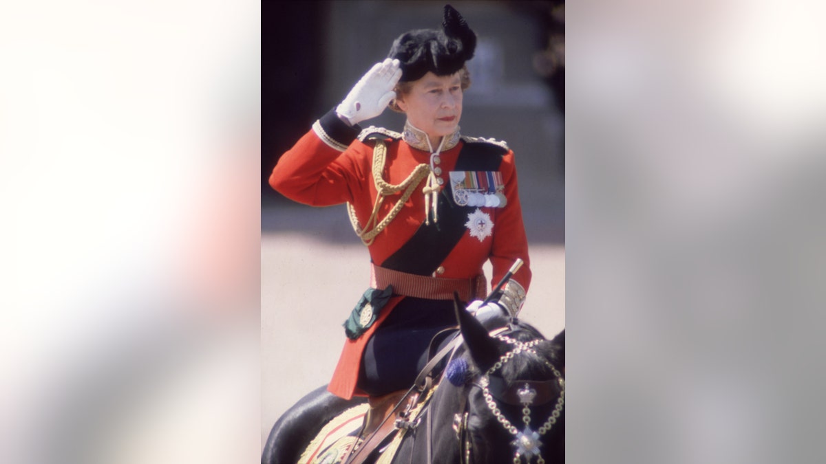 Queen Elizabeth II on horseback in 1986