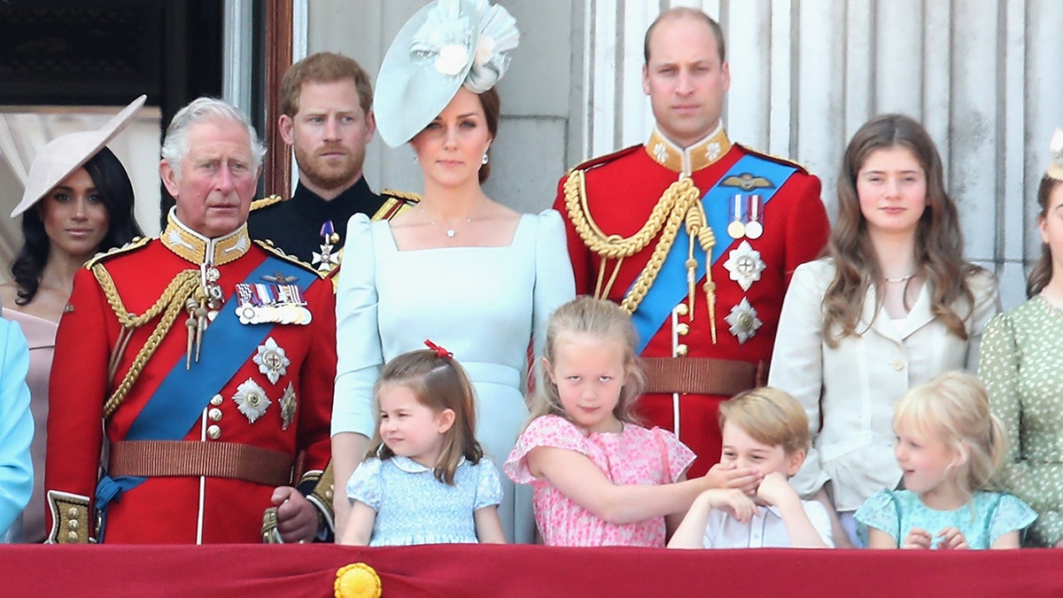 A close-up of the British royal family on the balcony of Buckingham Palace during Trooping the Colour