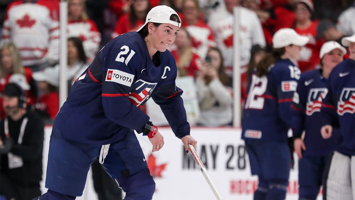 Hilary Knight celebrates win