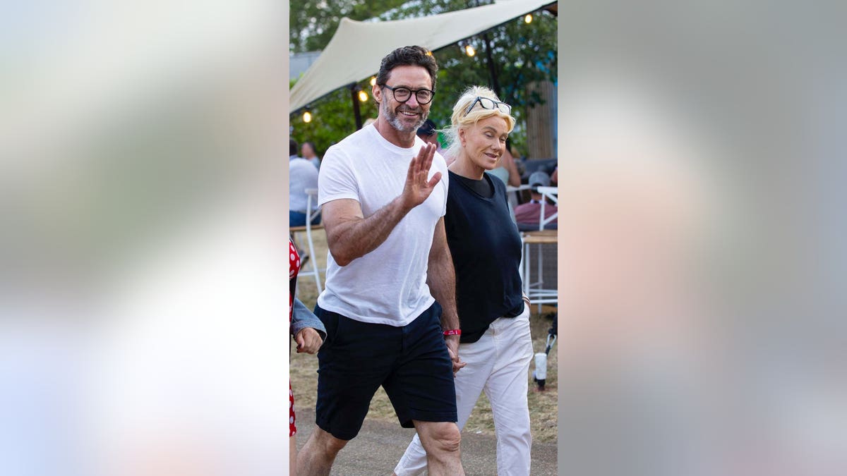 Hugh Jackman and Deborra-Lee Furness arrive at a festival