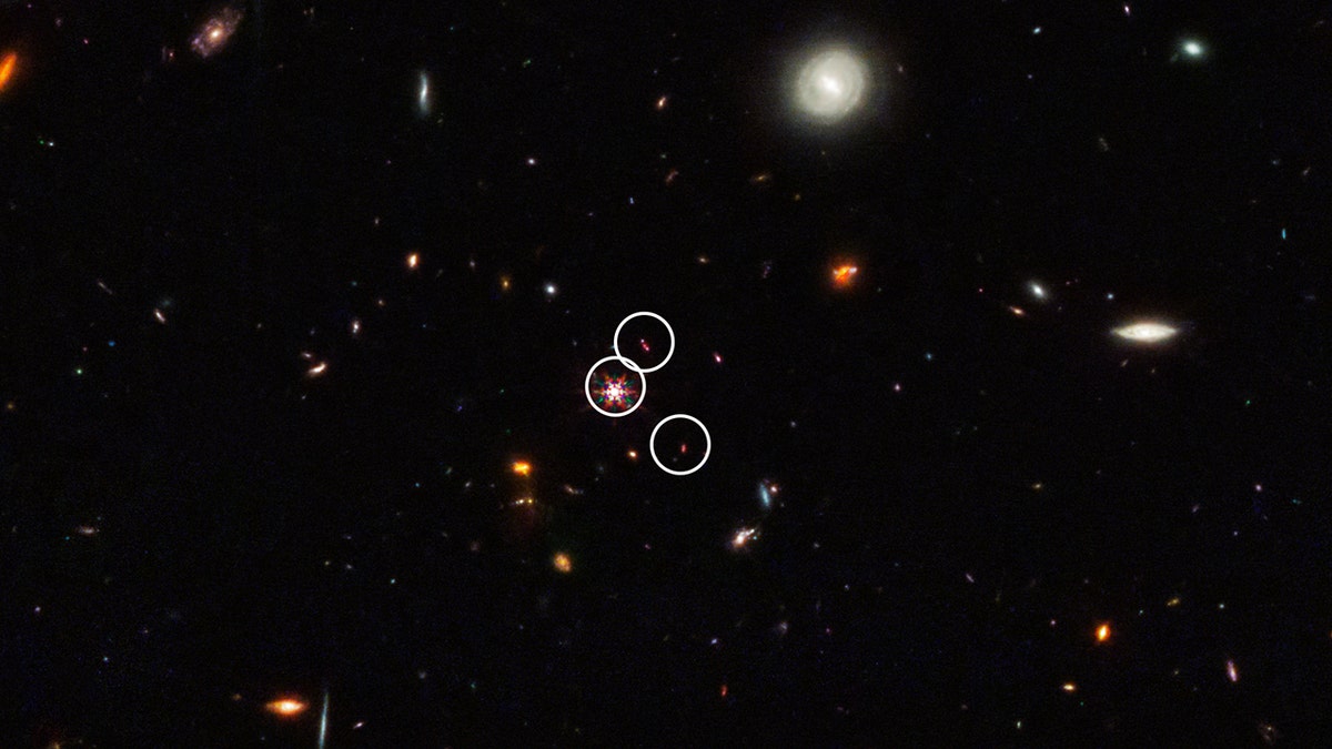 James Webb Telescope image zoomed to show quasar
