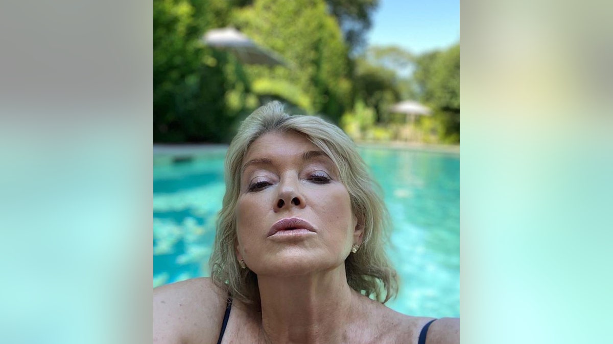 Martha Stewart in her pool