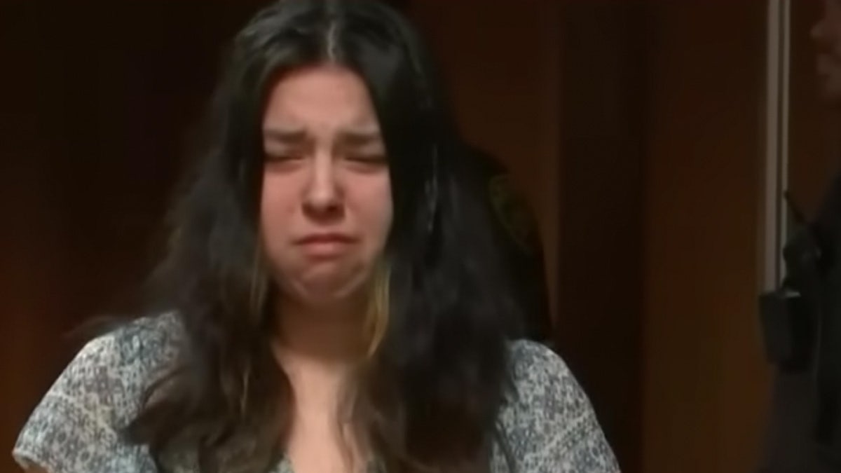 Megan Imirowicz shown breaking down in tears after verdict.
