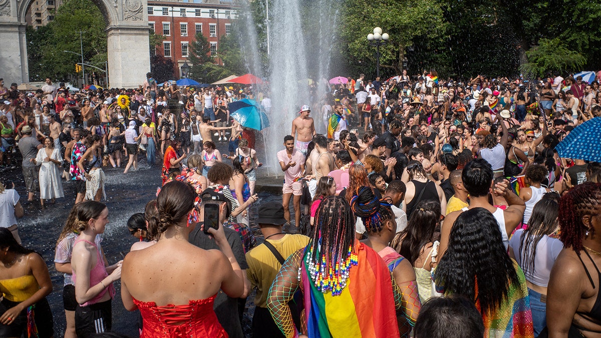 Pride parade attendees at Washington square park