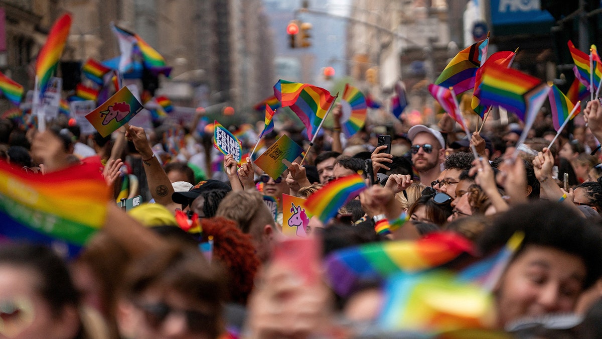 People march at the NYC pride parade