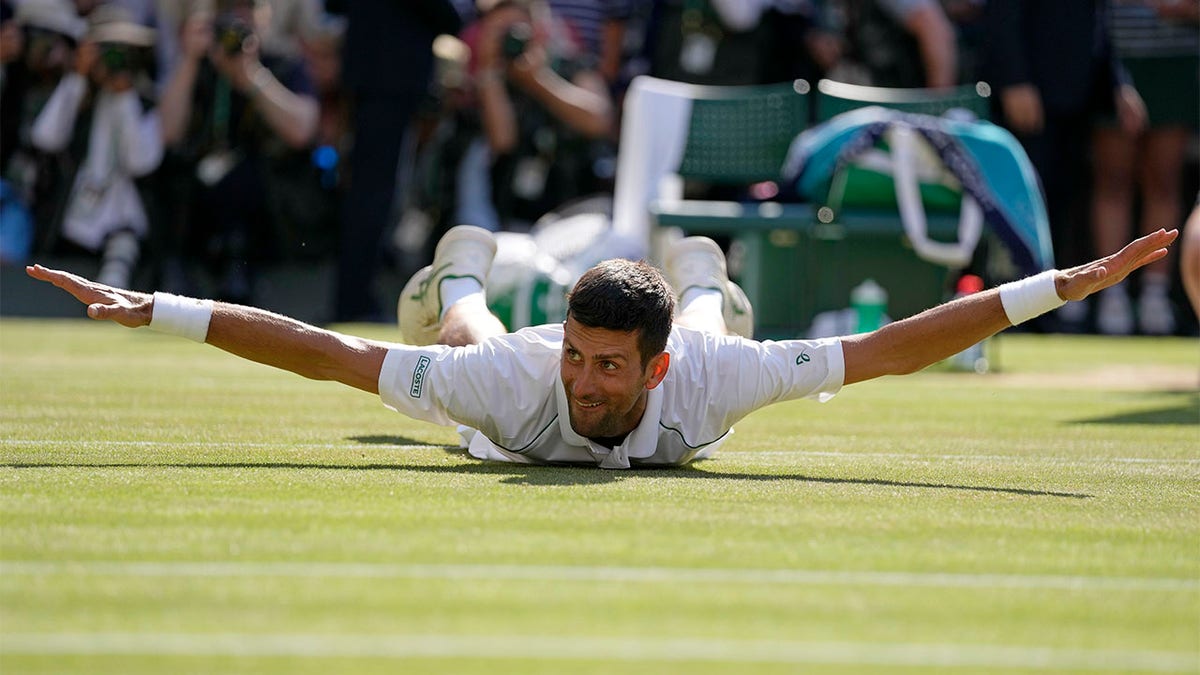 Novak Djokovic celebrates