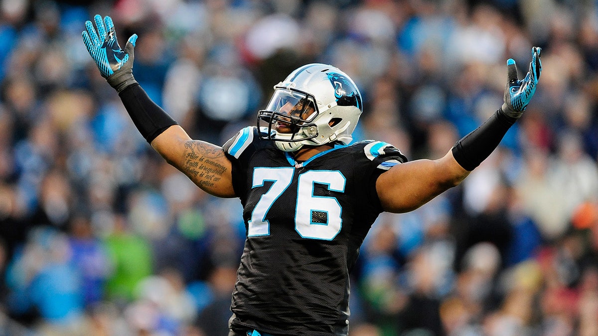 Greg Hardy encourages Panthers fans to cheer